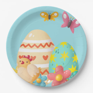 Assiettes En Carton Oeuf de Pâques coloré