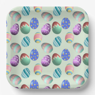 Assiettes En Carton Oeuf de Pâques Vert Fête de Pâques Oeuf de Pâques