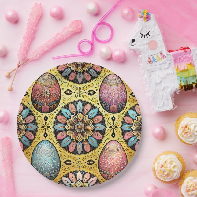 Assiettes En Carton OEUFS DE PÂQUES 3D ~ Décoré~ (Fête)