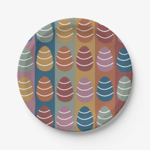 Assiettes En Carton OEufs de Pâques colorés de Pâques Stripes Joyeux P