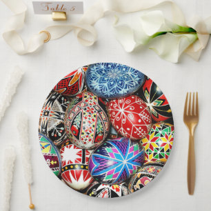 Assiettes En Carton OEufs de Pâques ukrainiens