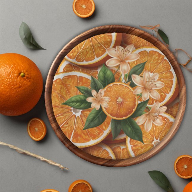 Assiettes En Carton Oh Baby A Little Cutie Orange Citrus Baby shower (Créateur téléchargé)