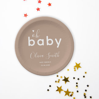 Assiettes En Carton Oh Baby Beige
