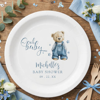 Assiettes En Carton Oh Baby Blue Jean Baby Denim Baby Shower