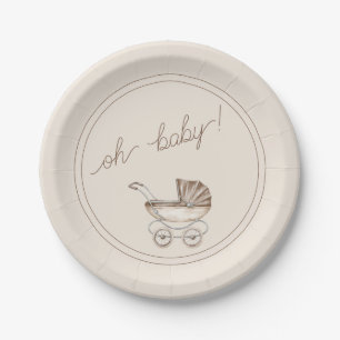 Assiettes En Carton Oh Baby Boho Baby shower d'aquarelle