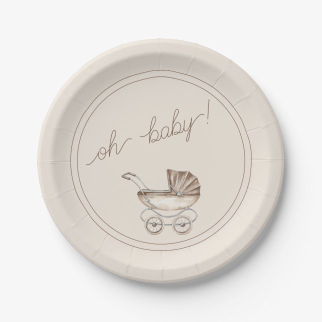 Assiettes En Carton Oh Baby Boho Baby shower d'aquarelle (Devant)