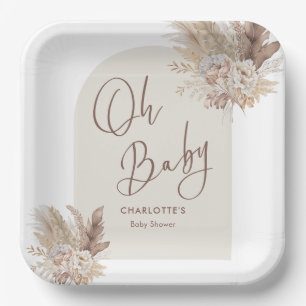 Assiettes En Carton Oh Baby Boho Pampas Grass Baby shower neutre