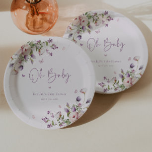 Assiettes En Carton Oh Baby Butterfly Garden Baby shower Floral
