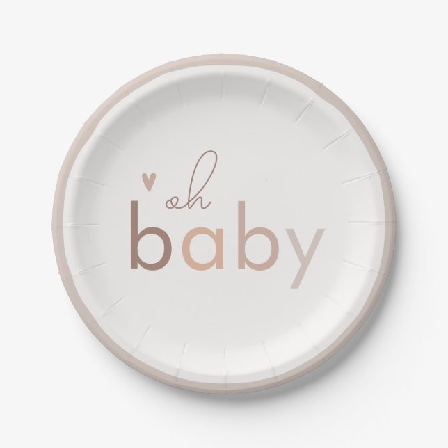 Assiettes En Carton Oh Baby Genre Neutre Baby shower moderne (Devant)