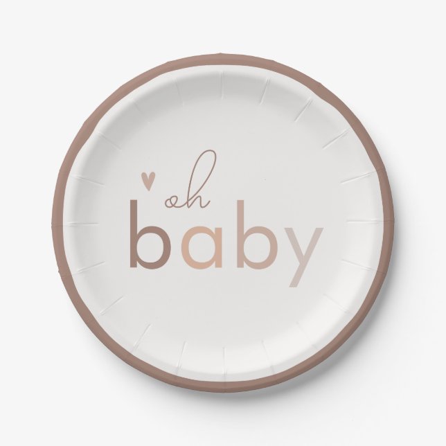 Assiettes En Carton Oh Baby Genre Neutre Baby shower moderne (Devant)