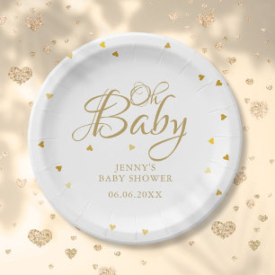 Assiettes En Carton Oh Baby Gold Hearts Confetti Baby Shower Sprinkles