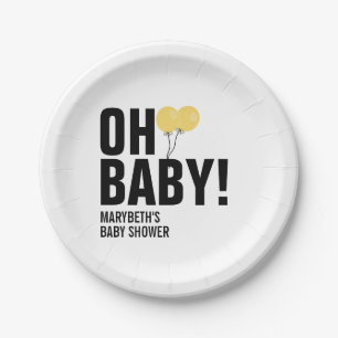 Assiettes En Carton Oh Baby jaune Baby shower de ballon plaque de papi