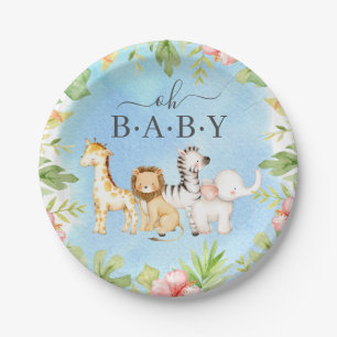 Assiettes En Carton Oh Baby Jungle Baby shower 7" Plaque
