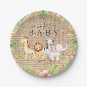Assiettes En Carton Oh Baby Jungle Baby shower 7" Plaque