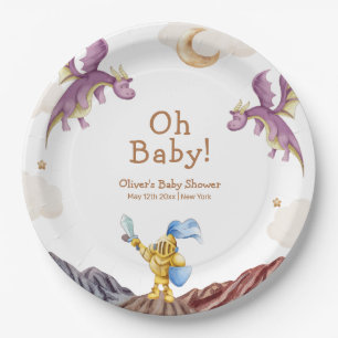Assiettes En Carton Oh Baby Médiéval Fairytale Dragon Baby shower garç