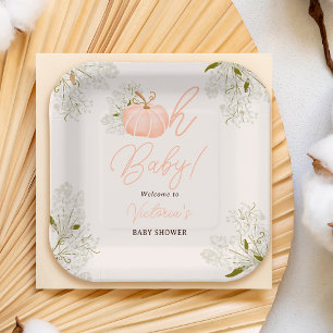 Assiettes En Carton Oh Baby rose citrouille baby shower floral chic
