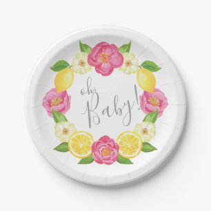 Assiettes En Carton Oh baby shower floral de guirlande de citron