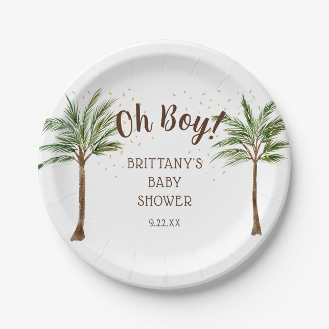 Assiettes En Carton Oh Baby shower Safari de Boy Jungle (Devant)