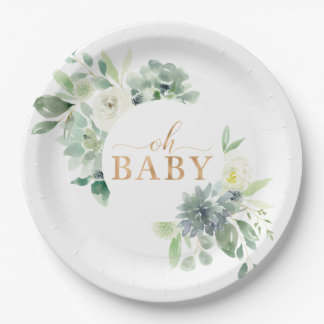 Assiettes En Carton Oh Baby Succulent Plaques de papier Baby shower