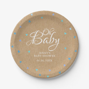 Assiettes En Carton Oh Bébé Amour Bleu Baby Shower / Sprinkle