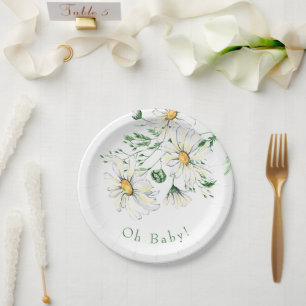 Assiettes En Carton Oh Bébé Blanc Daisies Douche