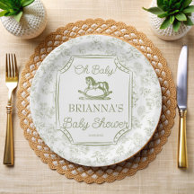 Oh bébé cheval à bascule vert sauge baby shower