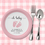 Assiettes En Carton Oh bébé rose pieds bébé fille douche<br><div class="desc">Plaques en papier mignonnes pour votre bébé douche avec "oh bébé" dans un script élégant avec des swashes et une aquarelle rose de pieds bébé. Personnalisez avec votre nom et votre date de douche.</div>