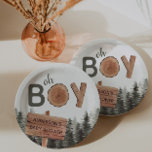 Assiettes En Carton Oh Boy - Baby shower rustique Woodland<br><div class="desc">Bois rustique - "oh garçon" plaques de baby shower</div>