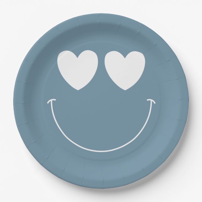 Assiettes En Carton Oh Boy! Modern Groovy Happy Face Baby Shower (Devant)