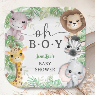 Assiettes En Carton Oh Boy Safari Animaux Baby Shower Jungle