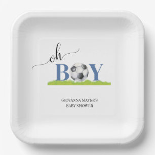 Assiettes En Carton Oh Boy Soccer Boy Baby shower Invitation