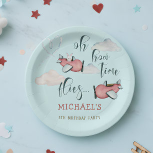 Assiettes En Carton Oh comment le temps vole rétro avion garçon annive
