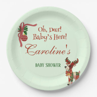 Assiettes En Carton Oh, Deer! Baby’s Here! – Christmas Baby Shower