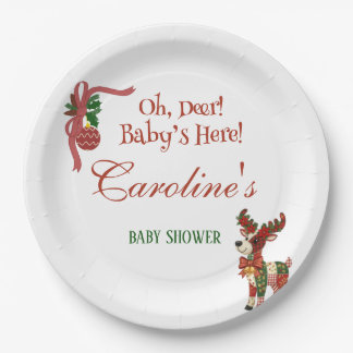 Assiettes En Carton Oh, Deer! Baby’s Here! – Christmas Baby Shower