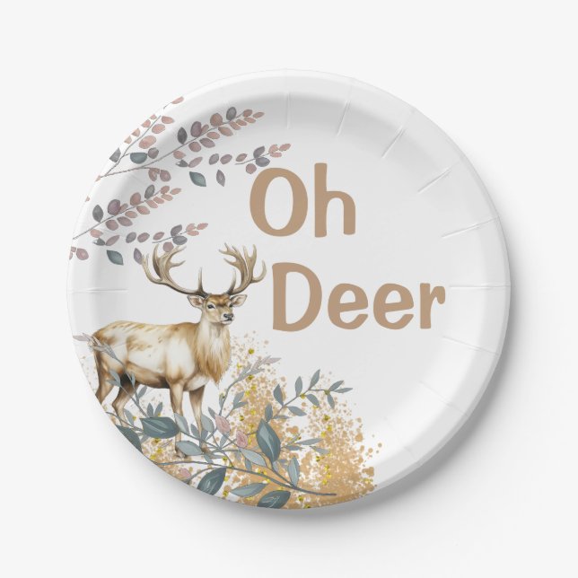 Assiettes En Carton Oh Deer Baby shower (Devant)