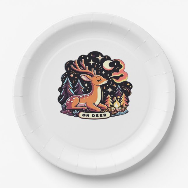 Assiettes En Carton Oh Deer Contemporary Graphic Vibe  (Devant)