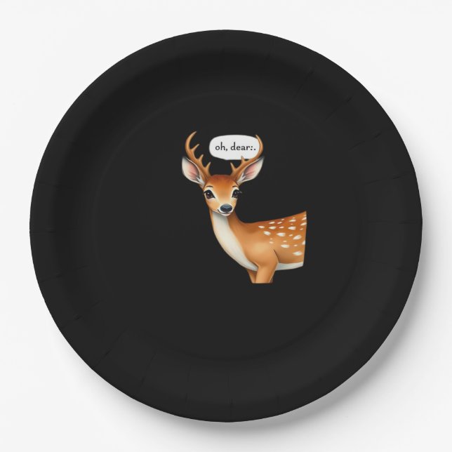 Assiettes En Carton Oh Deer Cute Punny Deer Saying Whimsical Quote (Devant)