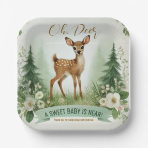 Assiettes En Carton Oh, Deer ! Fête du Baby shower Woodland