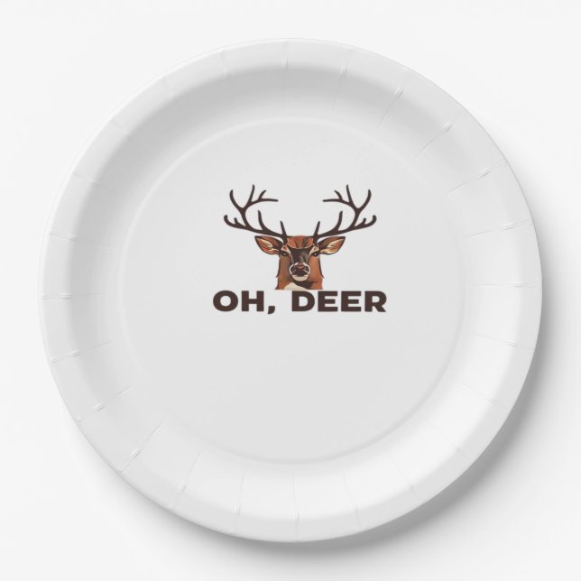 Assiettes En Carton Oh Deer Modern Clean Design  (Devant)