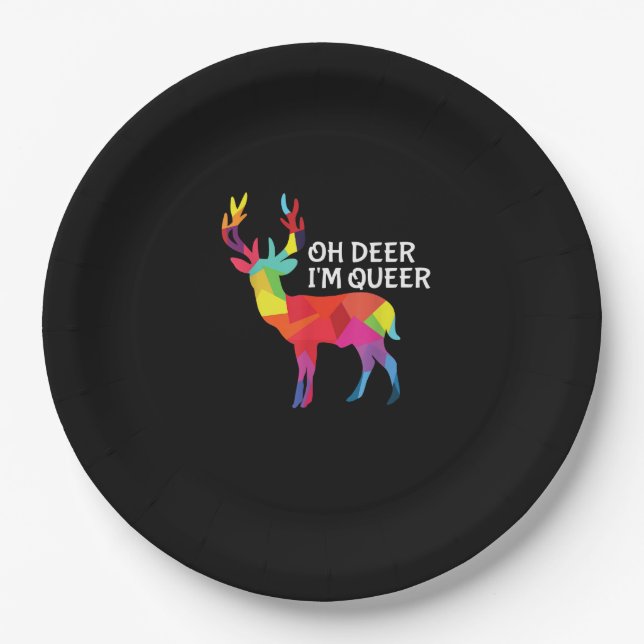 Assiettes En Carton Oh Deer Queer Funny Pun LGBT Pride Design (Devant)