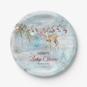 Assiettes En Carton Oh Deer Woodland Animaux Winter Boy Baby shower