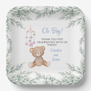 Assiettes En Carton Oh Garçon Baby shower Plaques de papier
