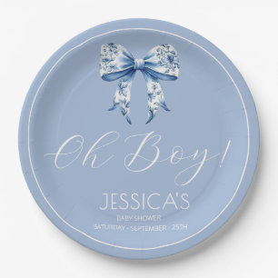 Assiettes En Carton Oh garçon élégant Simple Dusty Blue Boys Baby