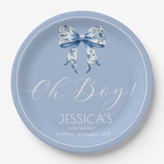 Assiettes En Carton Oh garçon élégant Simple Dusty Blue Boys Baby