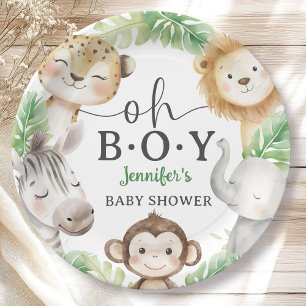 Assiettes En Carton Oh Garçon Jungle Baby Shower Safari Animaux 