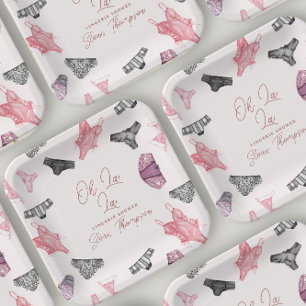 Assiettes En Carton Oh La La Blush Lingerie Blush Fête des mariées