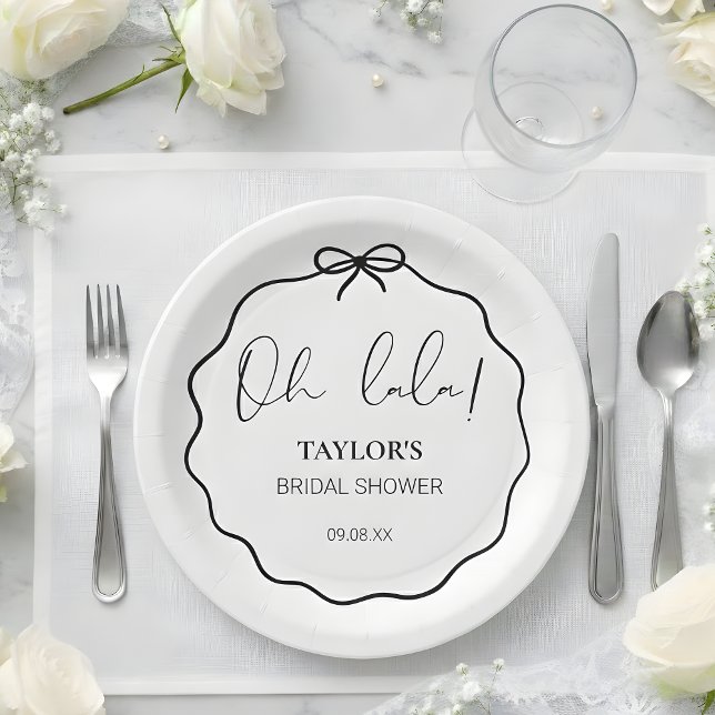 Assiettes En Carton Oh Lala! | Modern Minimalist Bridal Shower  (Créateur téléchargé)