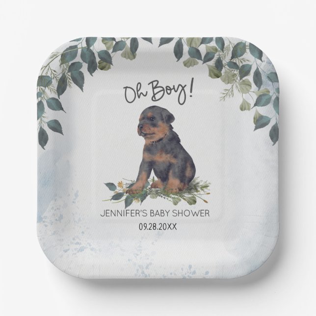 Assiettes En Carton Oh mon Dieu ! Doigt d'aquarelle Rottweiler personn (Recto)