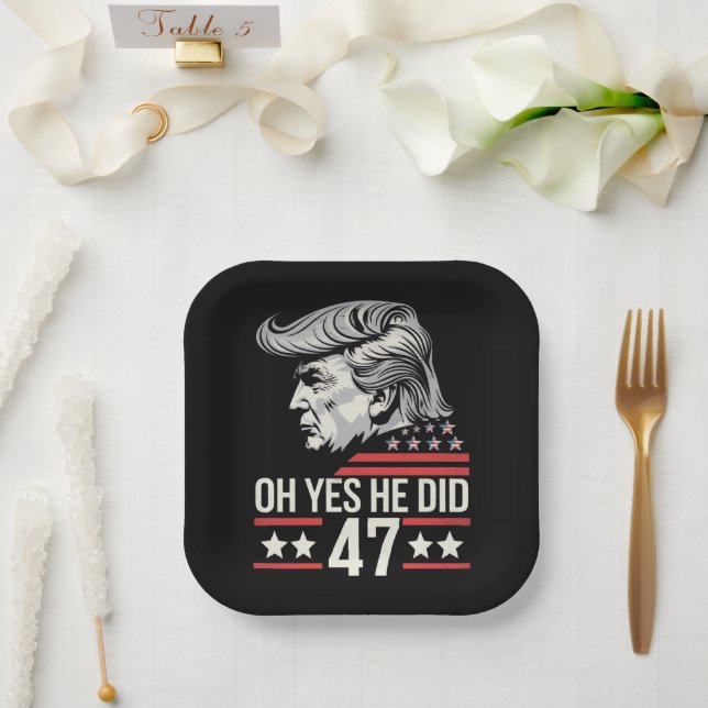 Assiettes En Carton Oh Oui Il A Fait 47 Trump 2024 (Mariage)
