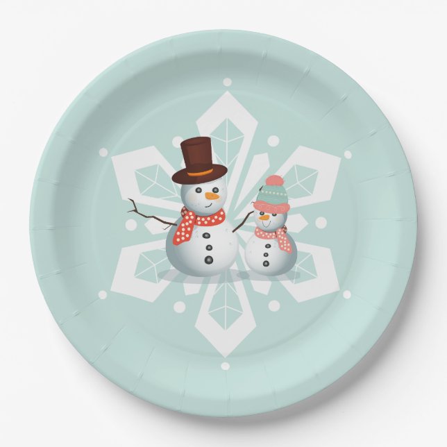 Assiettes En Carton Oh Quel Amusant Snowman Anniversaire (Devant)